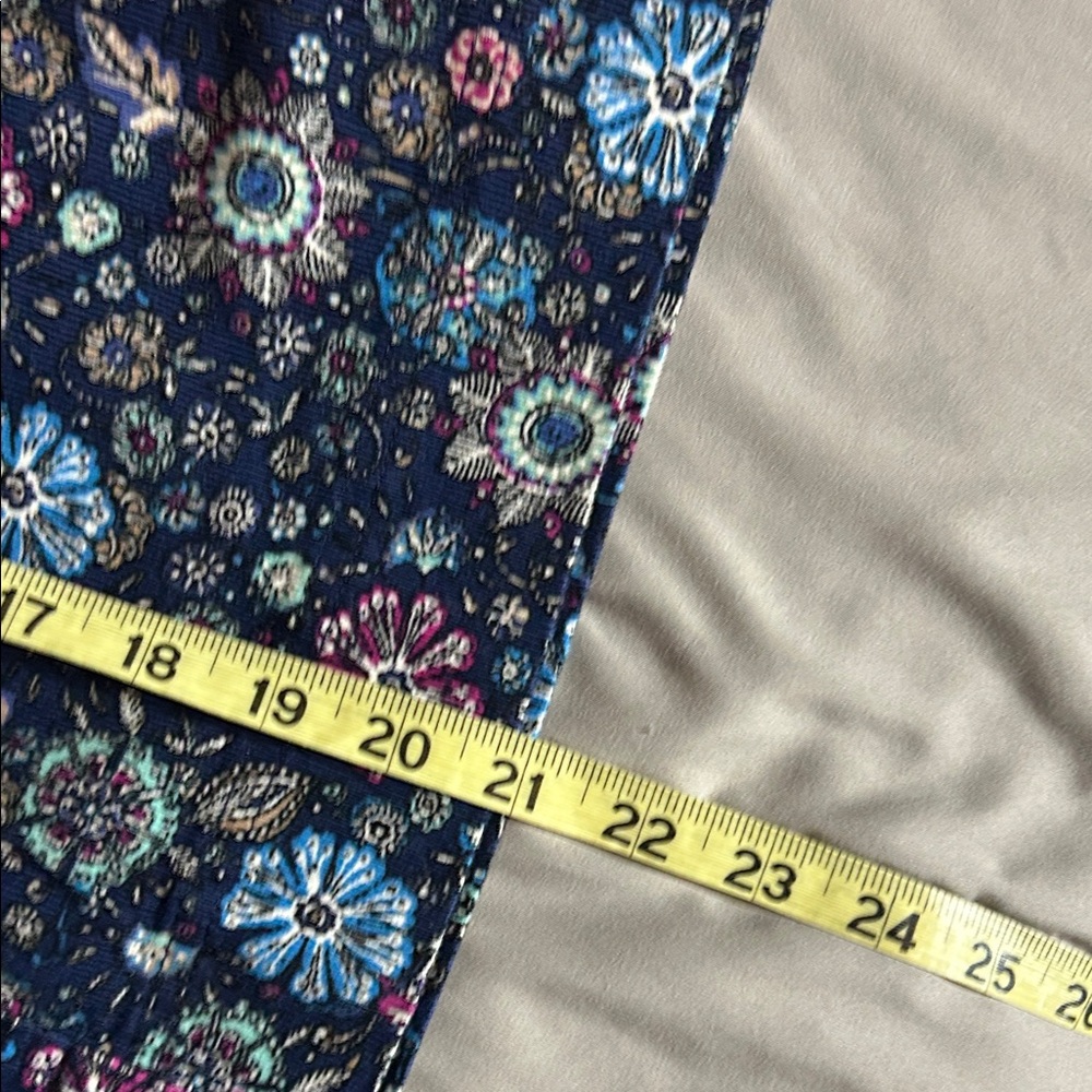 Talbots Floral A-Line Corduroy Skirt in Navy and Pink - Picture 7 of 7